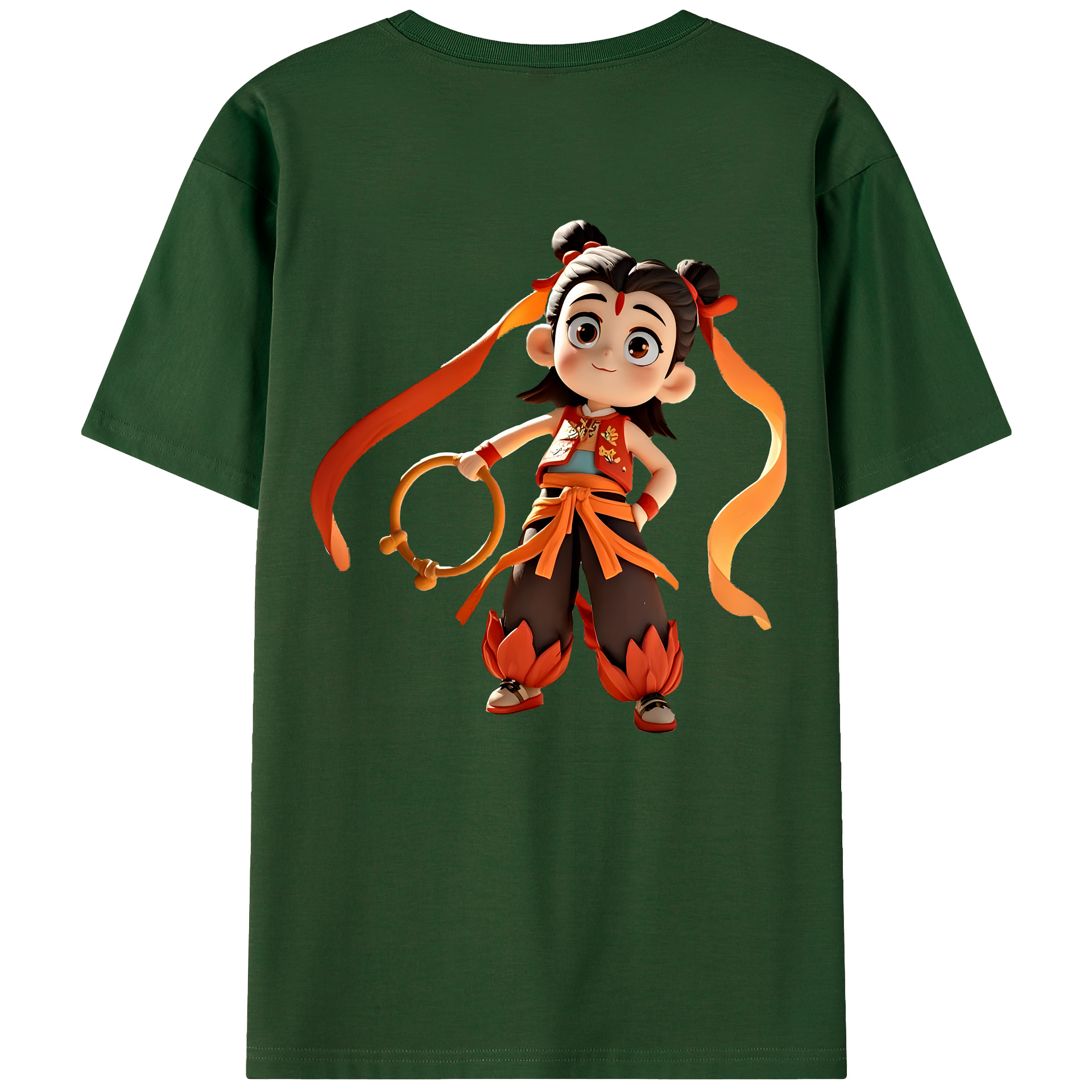 （画像用） Ne Zha 2 ナタ 魔童の大暴れ 綿100％半袖Tシャツ（背面プリント）